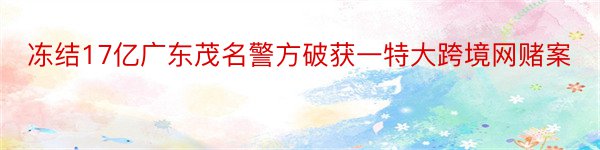 冻结17亿广东茂名警方破获一特大跨境网赌案