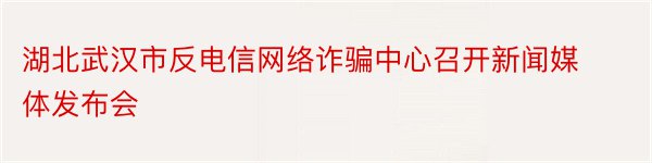 湖北武汉市反电信网络诈骗中心召开新闻媒体发布会