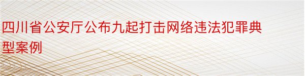 四川省公安厅公布九起打击网络违法犯罪典型案例