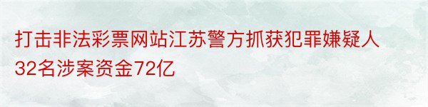打击非法彩票网站江苏警方抓获犯罪嫌疑人32名涉案资金72亿