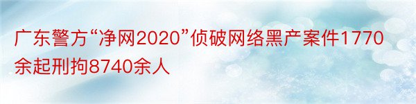 广东警方“净网2020”侦破网络黑产案件1770余起刑拘8740余人