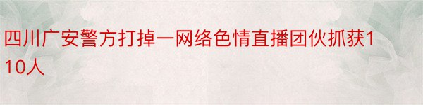 四川广安警方打掉一网络色情直播团伙抓获110人