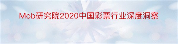 Mob研究院2020中国彩票行业深度洞察