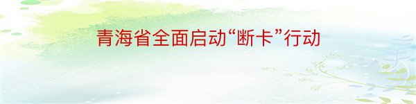 青海省全面启动“断卡”行动