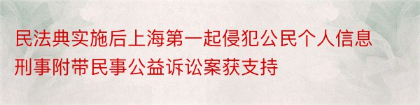 民法典实施后上海第一起侵犯公民个人信息刑事附带民事公益诉讼案获支持